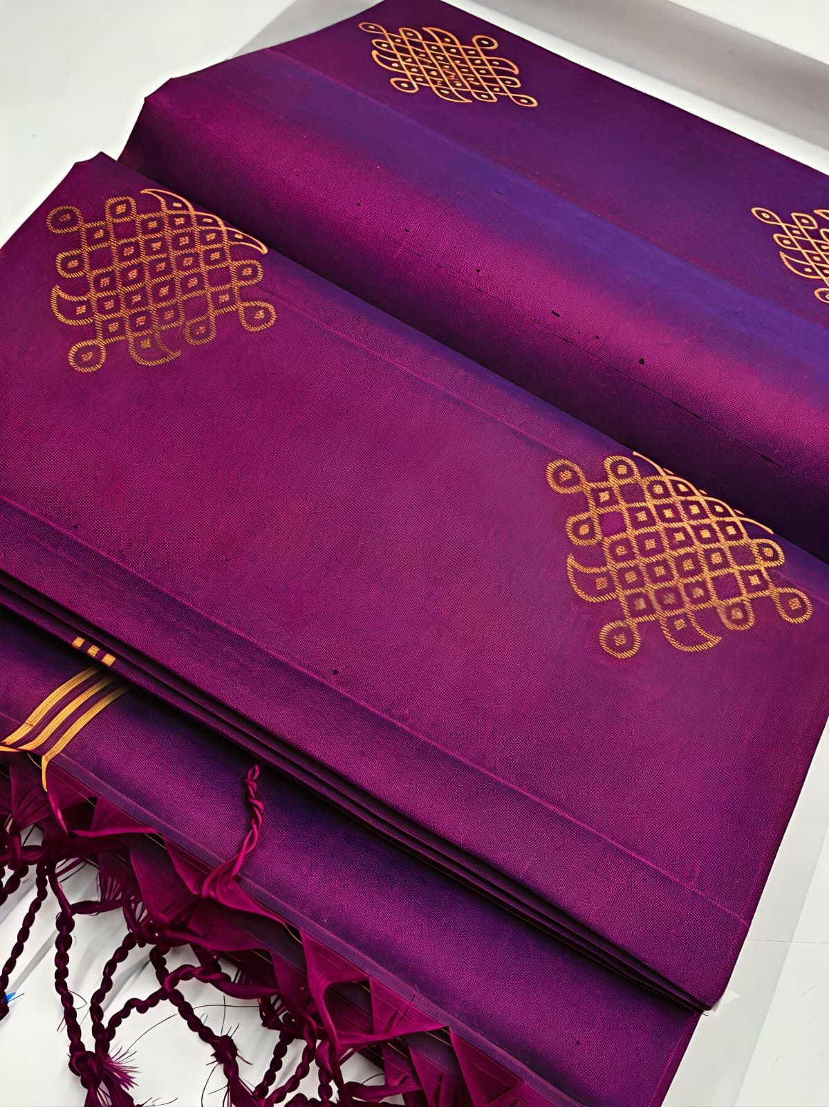 Premium soft silk saree with kolam design