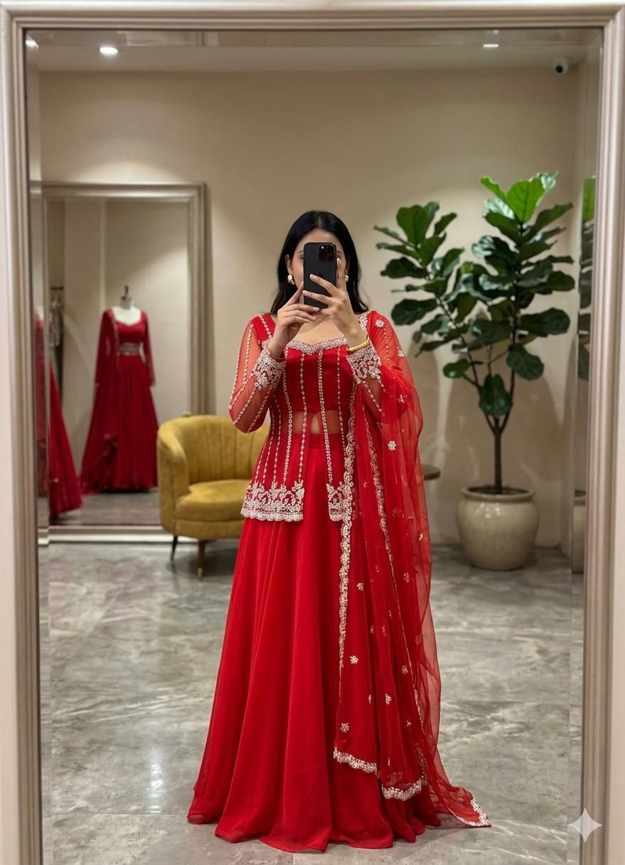 Silk Satin Lahenga Party Wear