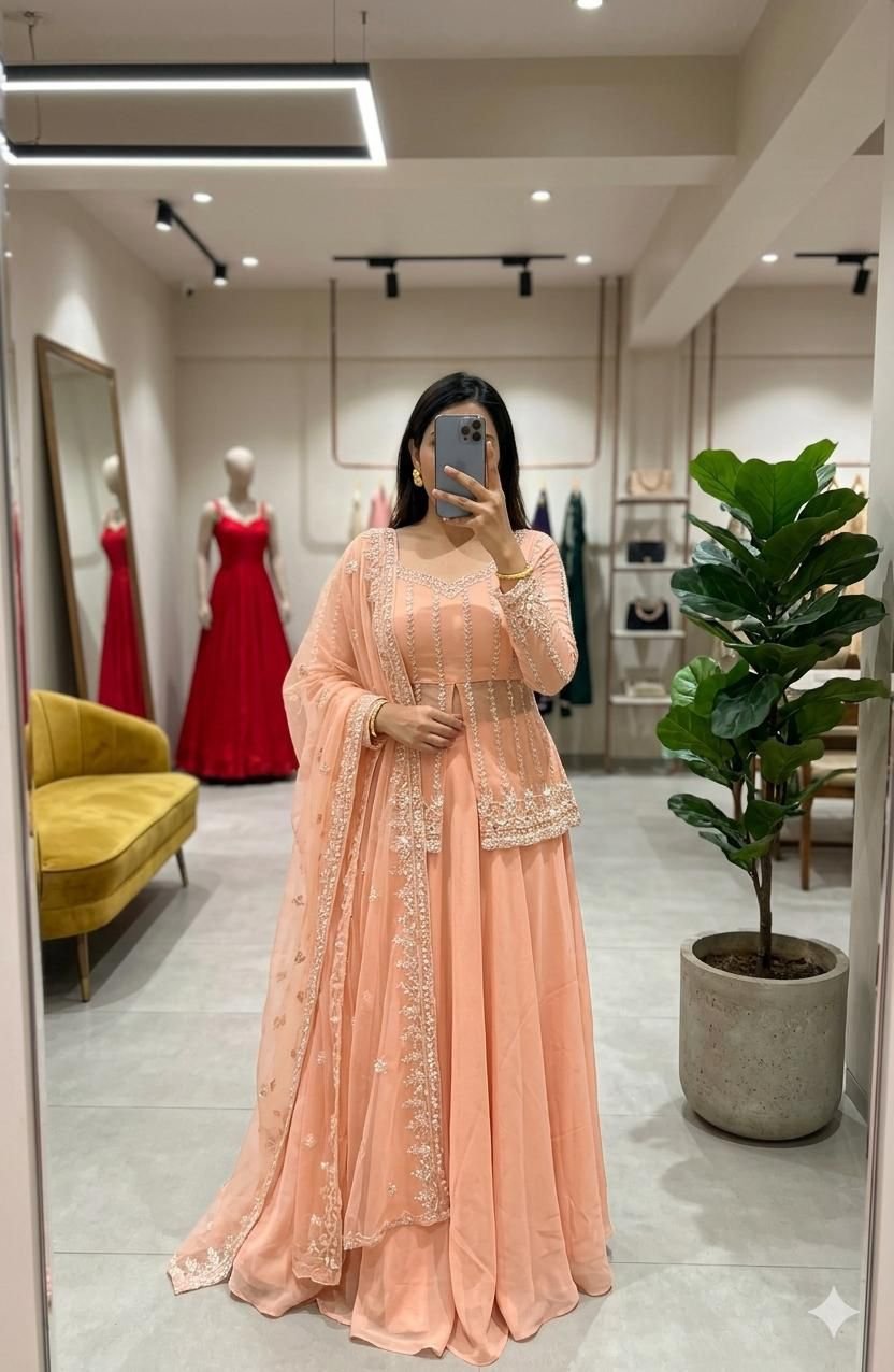 Silk Satin Lahenga Party Wear