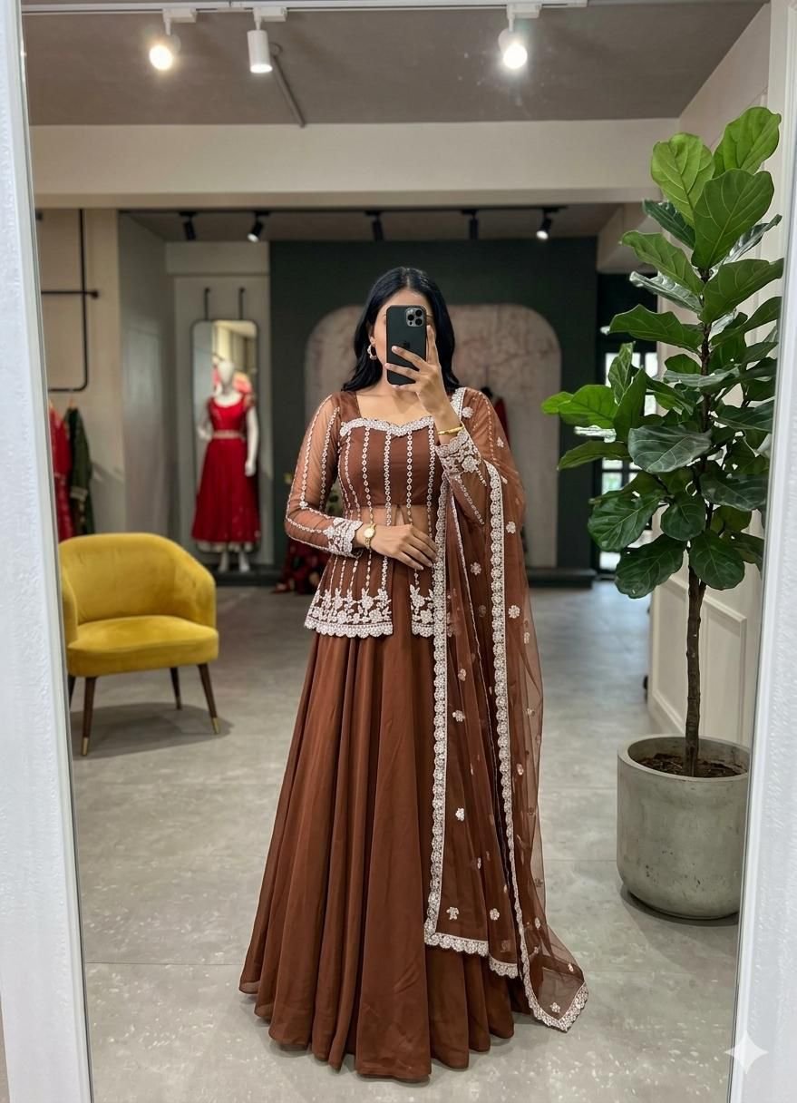 Silk Satin Lahenga Party Wear