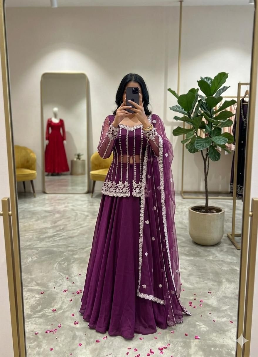 Silk Satin Lahenga Party Wear