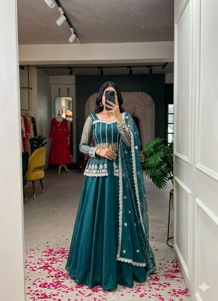 Silk Satin Lahenga Party Wear
