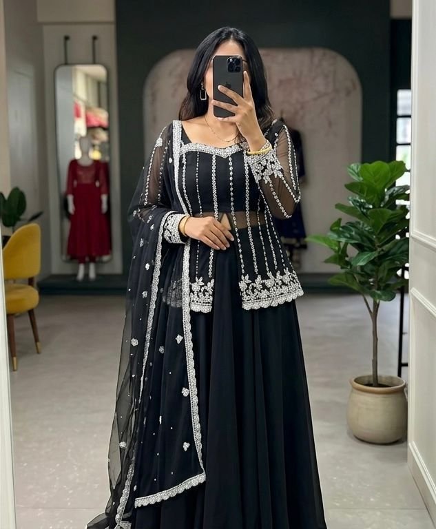 Silk Satin Lahenga Party Wear