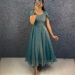 Launching New Designer princess party wear Tissue butti midi gown