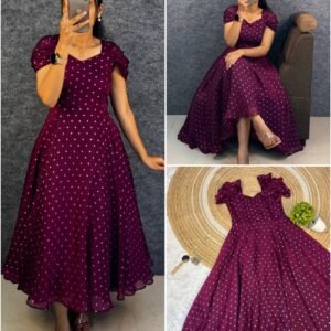 Launching New Designer princess party wear Tissue butti midi gown