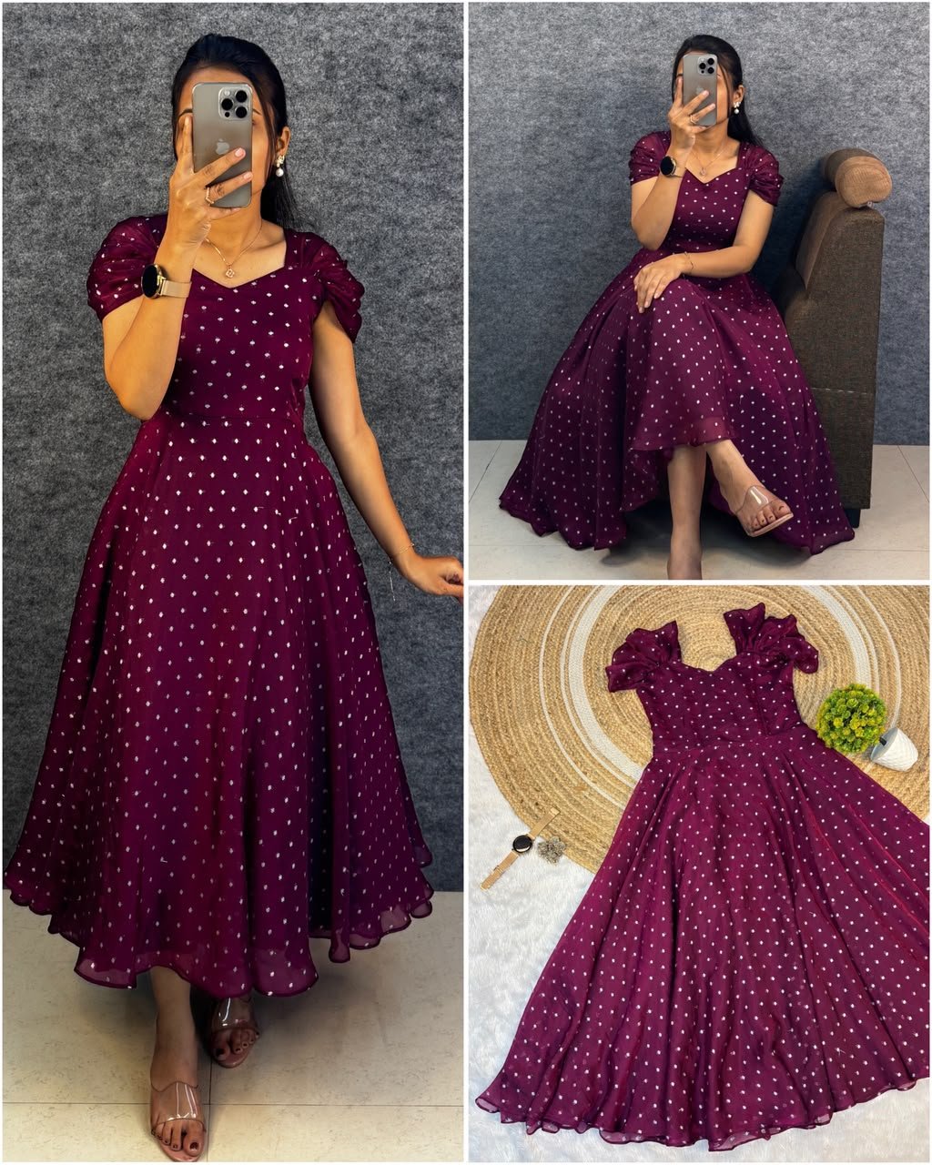 Launching New Designer princess party wear Tissue butti midi gown